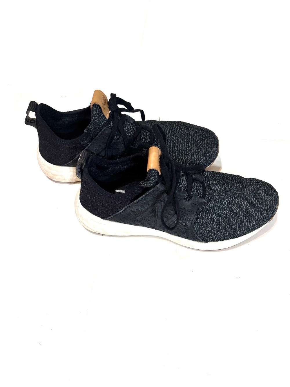 New Balance Black Knit Sneakers with White Logo Insole